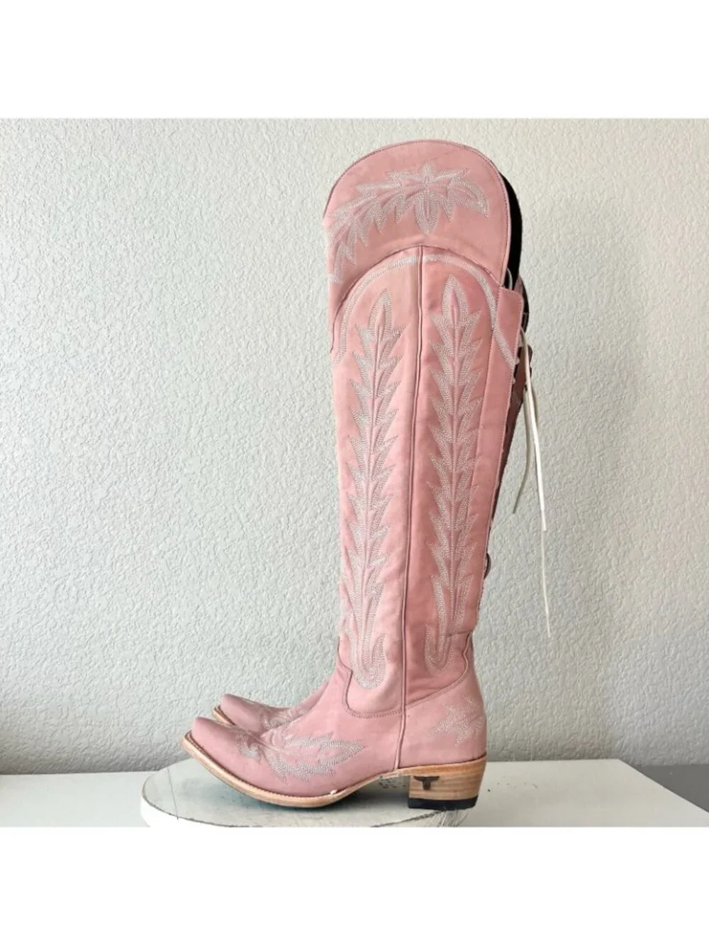 Lane LEXINGTON Over the Knee Womens Cowboy Boots 8.5 Pink Western Cowgirl Tall